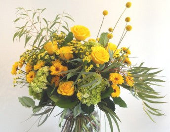 Bouquet de rose jaune et eucalyptus - Bouquets d'occasions - sophiedorval
